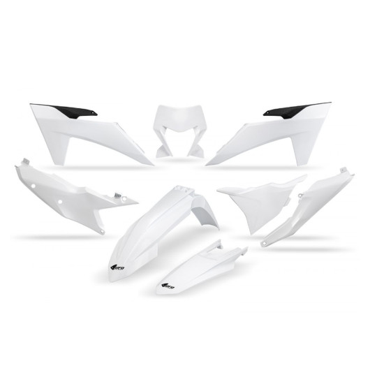 UFO PLASTIKINIS RINKINYS KTM EXC 150 / 250 / 300 TBI '24-'25, EXC-F 250 / 350 / 450 / 500 '24-'25, SPALVA BALTA