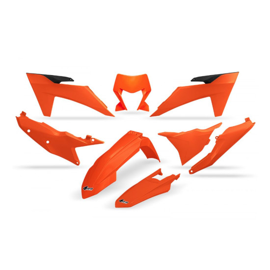 UFO PLASTIKINIS RINKINYS KTM EXC 150 / 250 / 300 TBI '24-'25, EXC-F 250 / 350 / 450 / 500 '24-'25 ORANŽINIS
