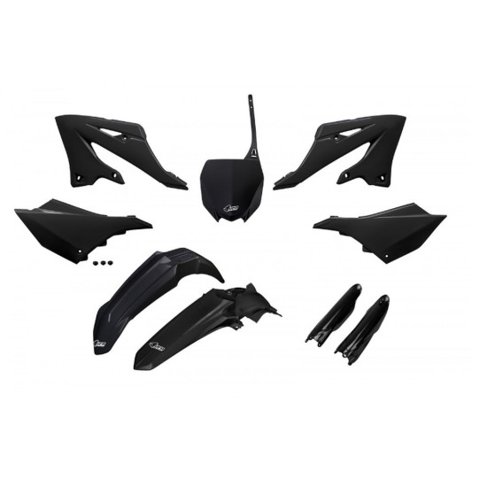 UFO PLASTIC SET (FULL KIT) WITH TELESCOPE COVERS (SHOCK ABSORBERS) YAMAHA YZ 125 / 250 '22-'26 BLACK