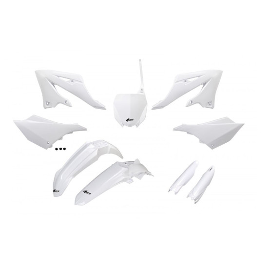 UFO PLASTIC SET (FULL KIT) WITH TELESCOPE COVERS (SHOCK ABSORBERS) YAMAHA YZ 125 / 250 '22-'26 COLOR WHITE