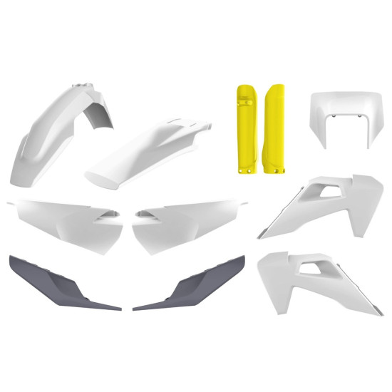 POLISPORT PLASTIKINIS RINKINYS (PILNAS RINKINYS) HUSQVARNA TE / FE TPI '20-'23 ĮSKAITANT PRIEKINIO ŽIBINTO APSAUGĄ (8668