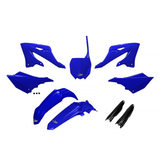UFO PLASTIC SET (FULL KIT) WITH TELESCOPE (SHOCK ABSORBER) COVERS YAMAHA YZ 125 / 250 '22-'26 OEM COLOR BLUE BLACK