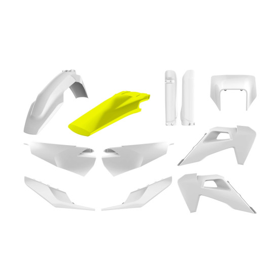 POLISPORT PLASTIC SET (FULL KIT) HUSQVARNA TE / FE TPI '20-'23 INCLUDES HEADLAMP GUARD (8668700001) AND SHOCK ABSORBER G