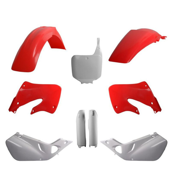 POLISPORT PLASTIKINIŲ DALIŲ RINKINYS (PILNAS) HONDA CR 125 '98-'99 CR 250 '97-'99 ĮSKAITANT PRIEKINĘ PLOKŠTELĘ (86730000