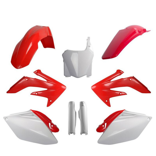 POLISPORT PLASTIC SET (FULL KIT) HONDA CRF 250R '08 INCLUDES FRONT PLATE (8657500001) AND SHOCK ABSORBER COVERS (8351700
