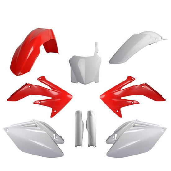 POLISPORT PLASTIC SET (FULL KIT) HONDA CRF 250R '09 INCLUDES FRONT PLATE (8657500002) AND SHOCK ABSORBER COVERS (8351700