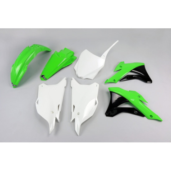 UFO PLASTIKINIŲ DALIŲ RINKINYS KAWASAKI KX 85 '14-'21 OEM SPALVA '16-'19 (ŽALIA/BALTA/JUODA) (KA222E999A)