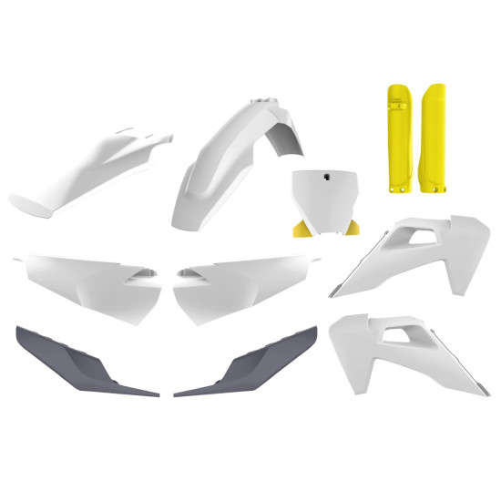POLISPORT PLASTIC SET (FULL KIT) HUSQVARNA TC / FC TPI '19-'22 INCLUDES FRONT PLATE (8666500006) AND SHOCK ABSORBER COVE