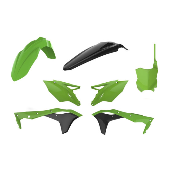 POLISPORT SALE SET OF PLASTICS KAWASAKI KXF 250 '17-'20 INCLUDING FRONT PLATE (8665900001) COLOR GREEN BLACK