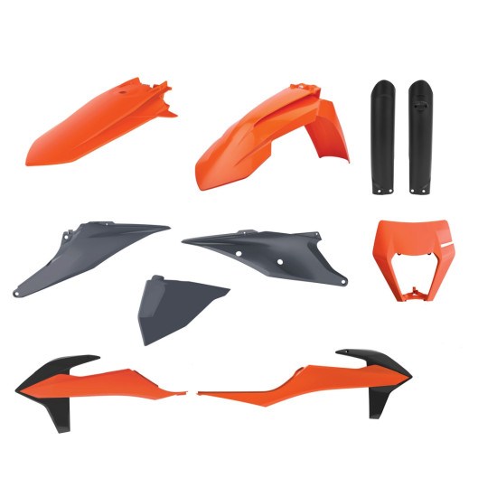 POLISPORT PLASTIKINIS RINKINYS (PILNAS RINKINYS) KTM EXC / EXC-F TPI '20-'23 ĮSKAITANT ŽIBINTŲ DANGTELĮ (8668600002) IR 