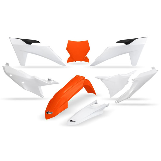 UFO PLASTIKINIS RINKINYS KTM SX 125 / 250 / 300 TBI '23-'24, SX-F 250 / 350 / 450 '23-'24 OEM SPALVA (ORANŽINĖ / BALTA)