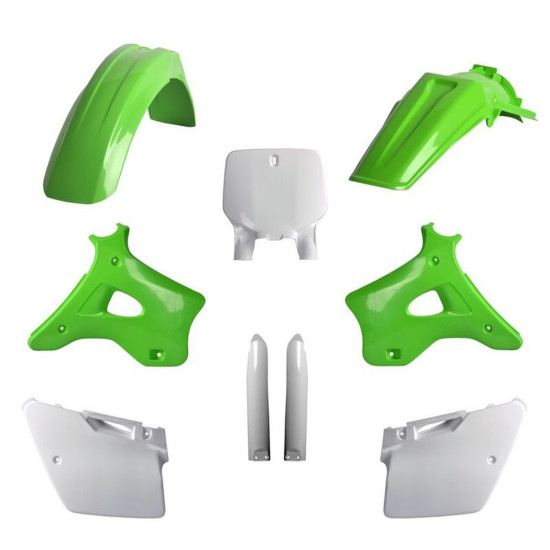 POLISPORT PLASTIKINIS RINKINYS (PILNAS RINKINYS) KAWASAKI KX 125 / 250 '96-'98 ĮSKAITANT PRIEKINĘ PLOKŠTELĘ (8677000001)