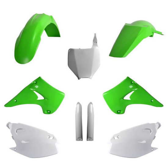 POLISPORT PLASTIC SET (FULL KIT) KAWASAKI KX 125 / 250 '03 INCLUDES FRONT PLATE (8660800002) AND SHOCK ABSORBER COVERS (