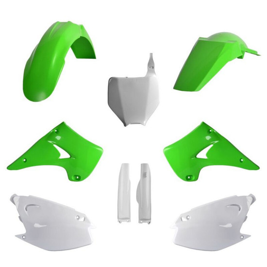 POLISPORT PLASTIKINIS RINKINYS (PILNAS RINKINYS) KAWASAKI KX 125 / 250 '04-'08 ĮSKAITANT PRIEKINĘ PLOKŠTELĘ (8660800002)