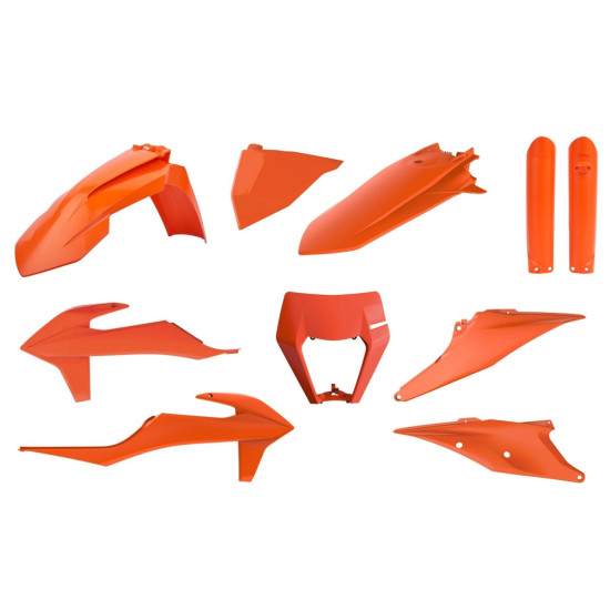 POLISPORT PLASTIKINIS RINKINYS (PILNAS RINKINYS) KTM EXC / EXC-F TPI '20-'23 ĮSKAITANT ŽIBINTŲ DANGTELĮ (8668600002) IR 