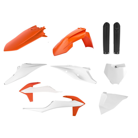 POLISPORT PLASTIC SET (FULL KIT) KTM SX / SX-F '19-'22 INCLUDES FRONT PLATE (8666400008) AND SHOCK ABSORBER COVERS (8398