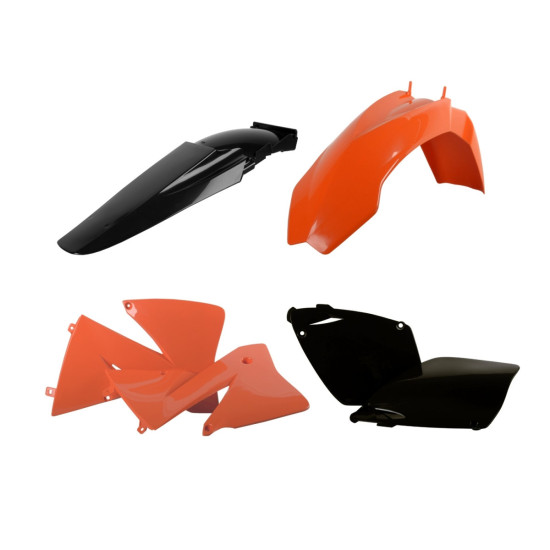 POLISPORT PLASTIKINIŲ DANGTELIŲ KOMPLEKTAS KTM EXC / EXC-F '01-'02 SPALVA ORANŽINĖ JUODA OEM