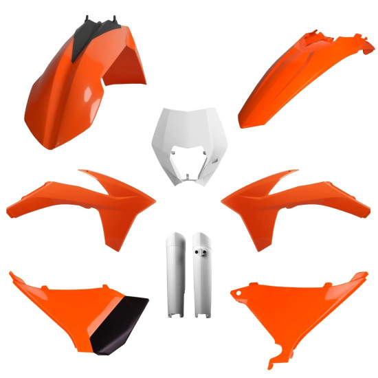 POLISPORT PLASTIC SET (FULL KIT) KTM EXC / EXC-F '12-'13 INCLUDES FRONT PLATE (8666700002) AND SHOCK ABSORBER COVERS (83