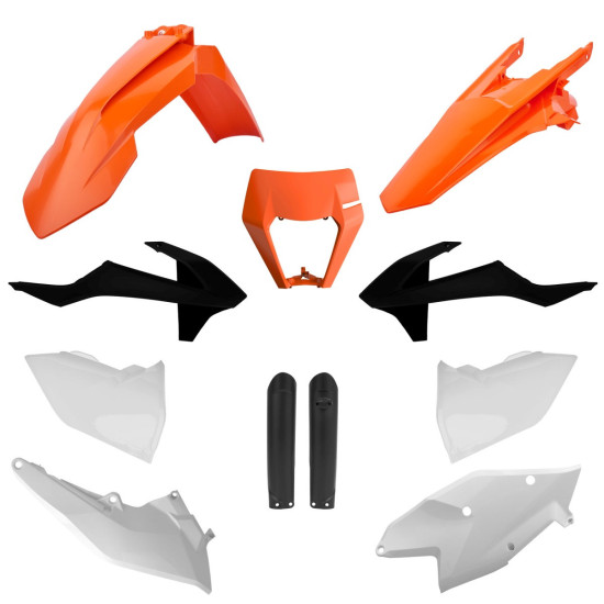 POLISPORT PLASTIKINIS RINKINYS (PILNAS RINKINYS) KTM EXC / EXC-F TPI '17-'19 ĮSKAITANT ŽIBINTŲ DANGTELĮ (8666800006) IR 