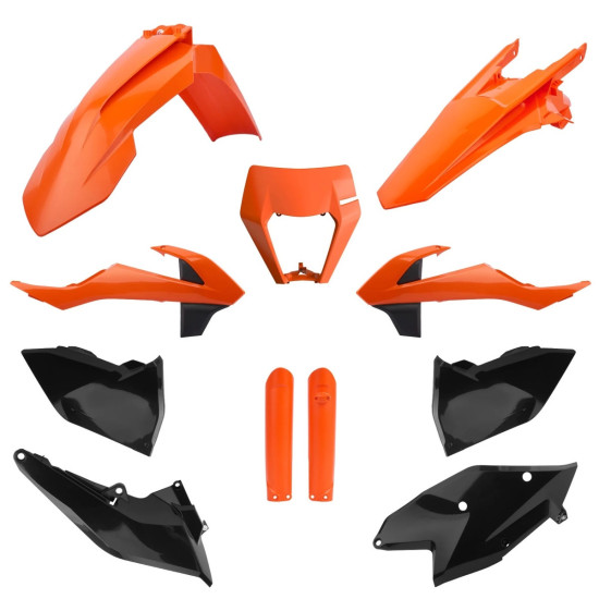 POLISPORT PLASTIKINIS RINKINYS (PILNAS RINKINYS) KTM EXC / EXC-F TPI '17-'19 ĮSKAITANT ŽIBINTŲ DANGTELĮ (8666800006) IR 