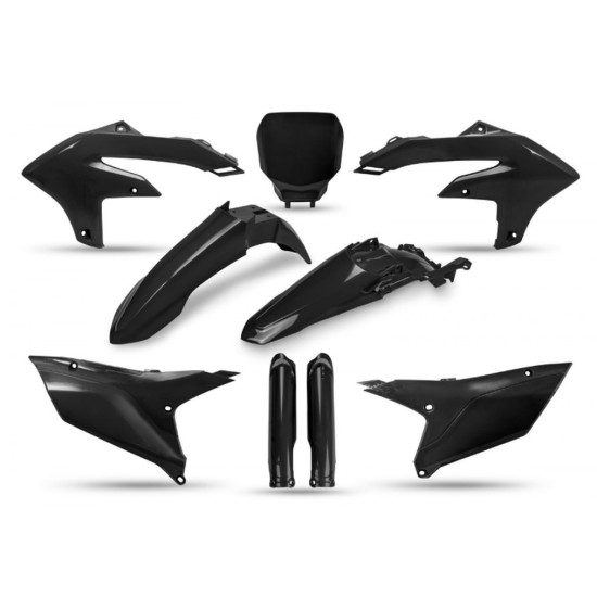 UFO PLASTIC SET (FULL KIT) WITH TELESCOPE COVERS (SHOCK ABSORBERS) YAMAHA YZF 250 '24-'26, YZF 450 '23-'25 BLACK