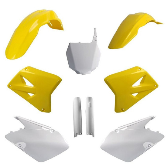 POLISPORT PLASTIC SET (FULL KIT) SUZUKI RM 125 / 250 '07-'08 INCLUDES FRONT PLATE (8660400001) AND SHOCK ABSORBER COVERS