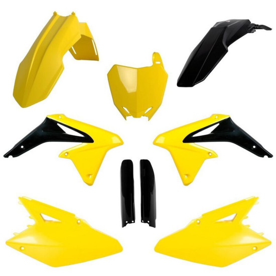 POLISPORT PLASTIC SET (FULL KIT) SUZUKI RMZ 450 '08-'17 INCLUDES FRONT PLATE (8659300001) AND SHOCK ABSORBER COVERS (839