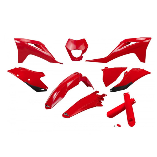 UFO PLASTIC SET (FULL KIT) WITH TELESCOPIC COVERS (SHOCK ABSORBERS) GAS GAS EC / EC-F 250 / 300 / 350 '21-'23 RED