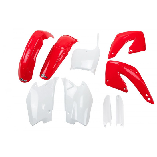 UFO PLASTIKINIS RINKINYS (PILNAS KOMPLEKTAS) SU TELESKOPU (AMORTIZATORIUMI) DANGTELIAIS HONDA CR 125 / 250 '00-'01 OEM S
