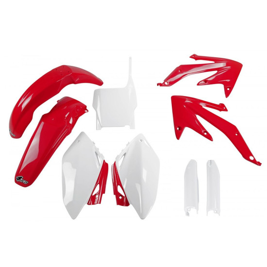 UFO PLASTIKINIS KOMPLEKTAS (PILNAS) SU TELESKOPU (AMORTIZATORIUMI) DANGTELIAIS HONDA CRF 450 R '07 OEM SPALVA (RAUDONA /