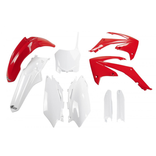 UFO PLASTIKINIS RINKINYS (PILNAS KOMPLEKTAS) SU TELESKOPINĖMIS (AMORTIZATORIAUS) APSAUGOMIS HONDA CRF 450 R '09-'10, CRF
