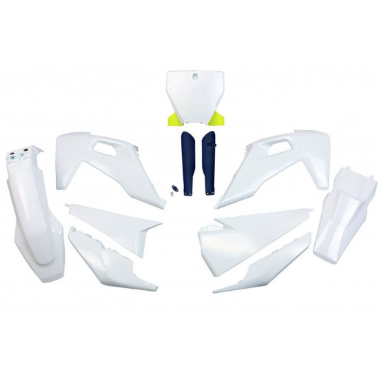 UFO PLASTIC SET (FULL KIT) WITH TELESCOPIC GUARDS (SHOCK ABSORBERS) HUSQVARNA TC 125 / 250 '19-'22, FC 250 / 350 / 450 '