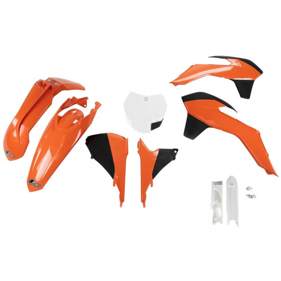 UFO PLASTIKINIS RINKINYS (PILNAS RINKINYS) SU RĖMO DANGTELIAIS (AMORTIZATORIAI) KTM SX / SXF '13-'15, SX 250 '16, ORIGIN