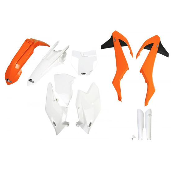 UFO PLASTIKINIS RINKINYS (PILNAS RINKINYS) SU RĖMO DANGTELIAIS KTM SX/SXF '16-'18 (IŠSKYRUS SX 250 '16), ORIGINALI SPALV