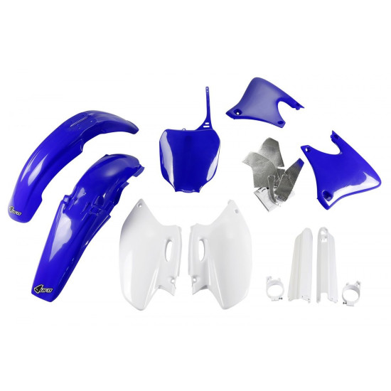 UFO PLASTIC SET (FULL KIT) WITH TELESCOPE (SHOCK ABSORBER) COVERS YAMAHA YZF 426 '00-'02 OEM COLOR (BLUE / WHITE) (YA289