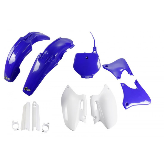 UFO PLASTIKINIS RINKINYS (PILNAS KOMPLEKTAS) SU TELESKOPINIAIS (AMORTIZATORIAIS) DANGTELIAIS YAMAHA YZF 400 '98-'99 OEM 