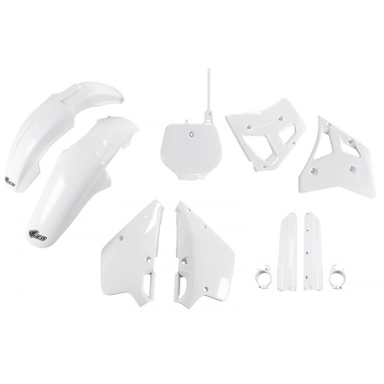 UFO PLASTIC SET (FULL KIT) WITH TELESCOPE (SHOCK) COVERS YAMAHA YZ 250 '92 OEM COLOR (WHITE) (YA291E999)