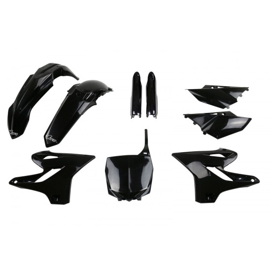 UFO PLASTIC SET (FULL KIT) WITH TELESCOPE COVERS (SHOCK ABSORBERS) YAMAHA YZ 125 '15-'21, YZ 250 '15-'21 BLACK (YA319E00