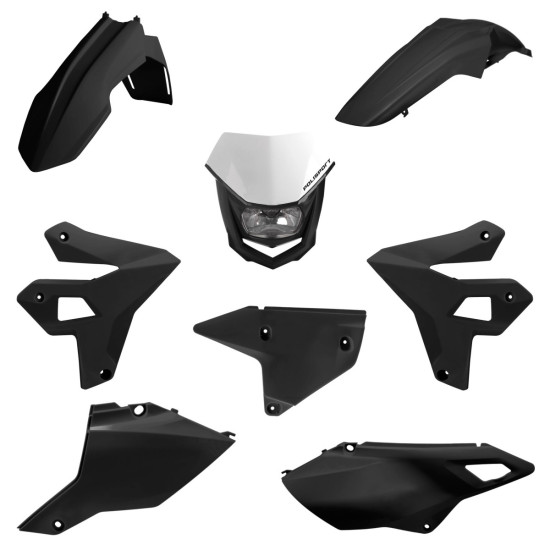 POLISPORT PLASTIC SET SUZUKI DR-Z 400 (DRZ400) '00-'25 INCLUDES FRONT LAMP (RESTYLING) BLACK