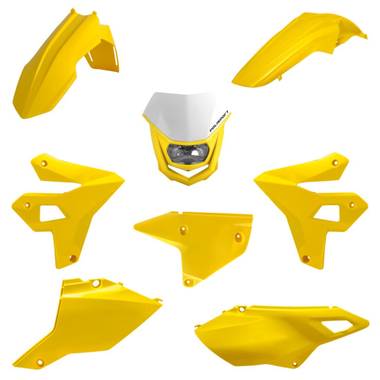POLISPORT PLASTIC SET SUZUKI DR-Z 400 (DRZ400) '00-'25 INCLUDES FRONT LAMP (RESTYLING) YELLOW