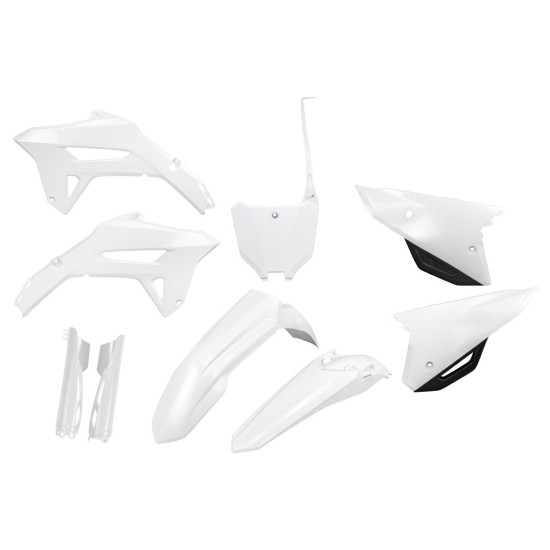 UFO PLASTIC SET (FULL KIT) WITH TELESCOPE (SHOCK ABSORBER) COVERS HONDA CRF 250R '22-'24, CRF 450R '21-'24 WHITE