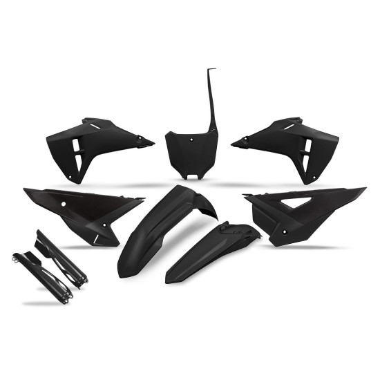 UFO PLASTIKINIS RINKINYS (PILNAS KOMPLEKTAS) SU TELESKOPU (AMORTIZATORIUMI) DANGTELIAIS HONDA CRF 250R / 450R '25-'26 JU