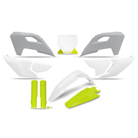 UFO PLASTIC SET (FULL KIT) WITH TELESCOPIC GUARDS (SHOCK ABSORBERS) HUSQVARNA TC 125 / 250 '23-'24, FC 250 / 350 / 450 '