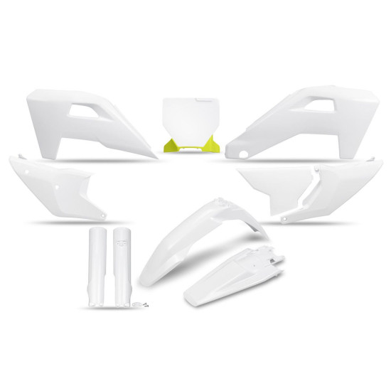 UFO PLASTIC SET (FULL KIT) WITH TELESCOPIC GUARDS (SHOCK ABSORBERS) HUSQVARNA TC 125 / 150 / 250 / 300 '25-'26, TX 300 '