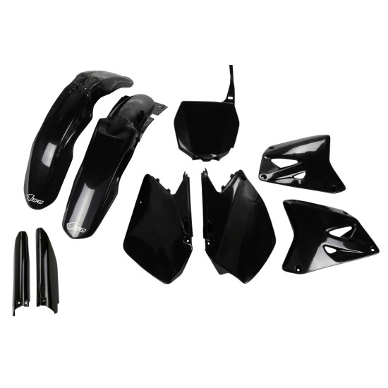UFO PLASTIC SET (FULL KIT) WITH TELESCOPIC COVERS (SHOCK ABSORBERS) SUZUKI RM 125 / 250 '06-'24 BLACK