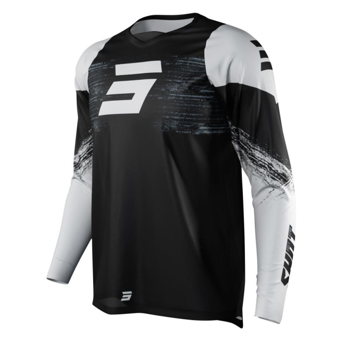 SHOT RACING (2022) marškinėliai MOTO DEVO RAW BURST BLACK spalva juoda/balta dydis M