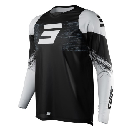 SHOT RACING (2022) marškinėliai MOTO DEVO RAW BURST BLACK spalva juoda/balta dydis M