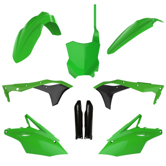POLISPORT PLASTIC SET (FULL KIT) KAWASAKI KX 250F '17-'20 INCLUDES FRONT PLATE (8665900001) AND SHOCK ABSORBER COVERS (8