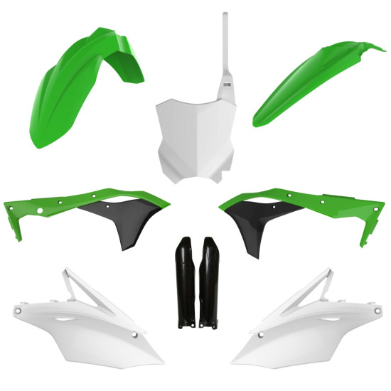 POLISPORT PLASTIKINIS RINKINYS (PILNAS RINKINYS) KAWASAKI KX 250F '17-'20 ĮSKAITANT PRIEKINĘ PLOKŠTELĘ (8665900001) IR A