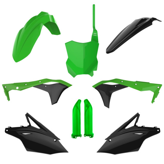 POLISPORT PLASTIC SET (FULL KIT) KAWASAKI KX 250F '17-'20 INCLUDES FRONT PLATE (8665900001) AND SHOCK ABSORBER COVERS (8